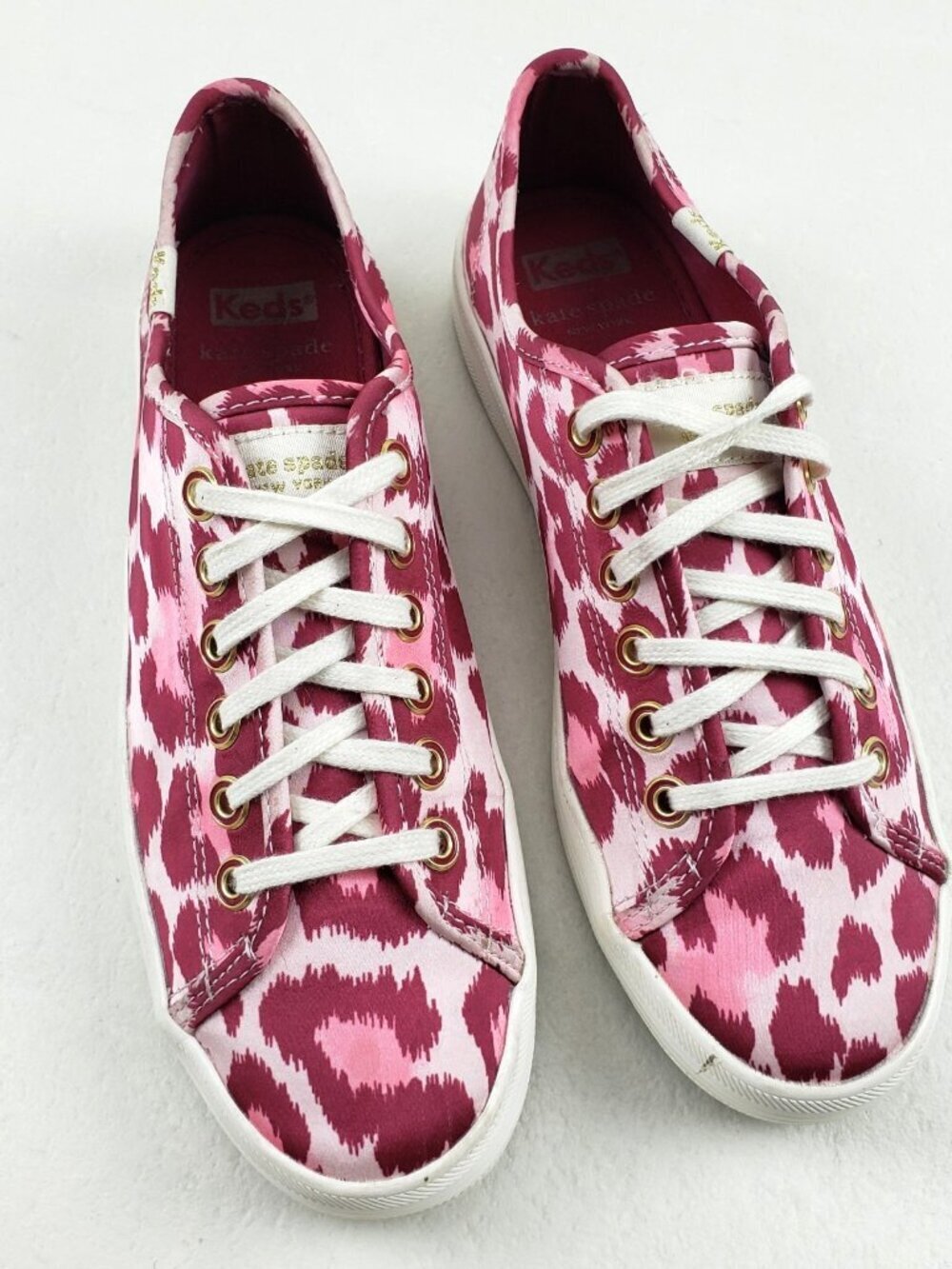 Keds x Kate Spade Kickstart Sneaker Womens 7.5 Pink Satin Leopard Print Shoe